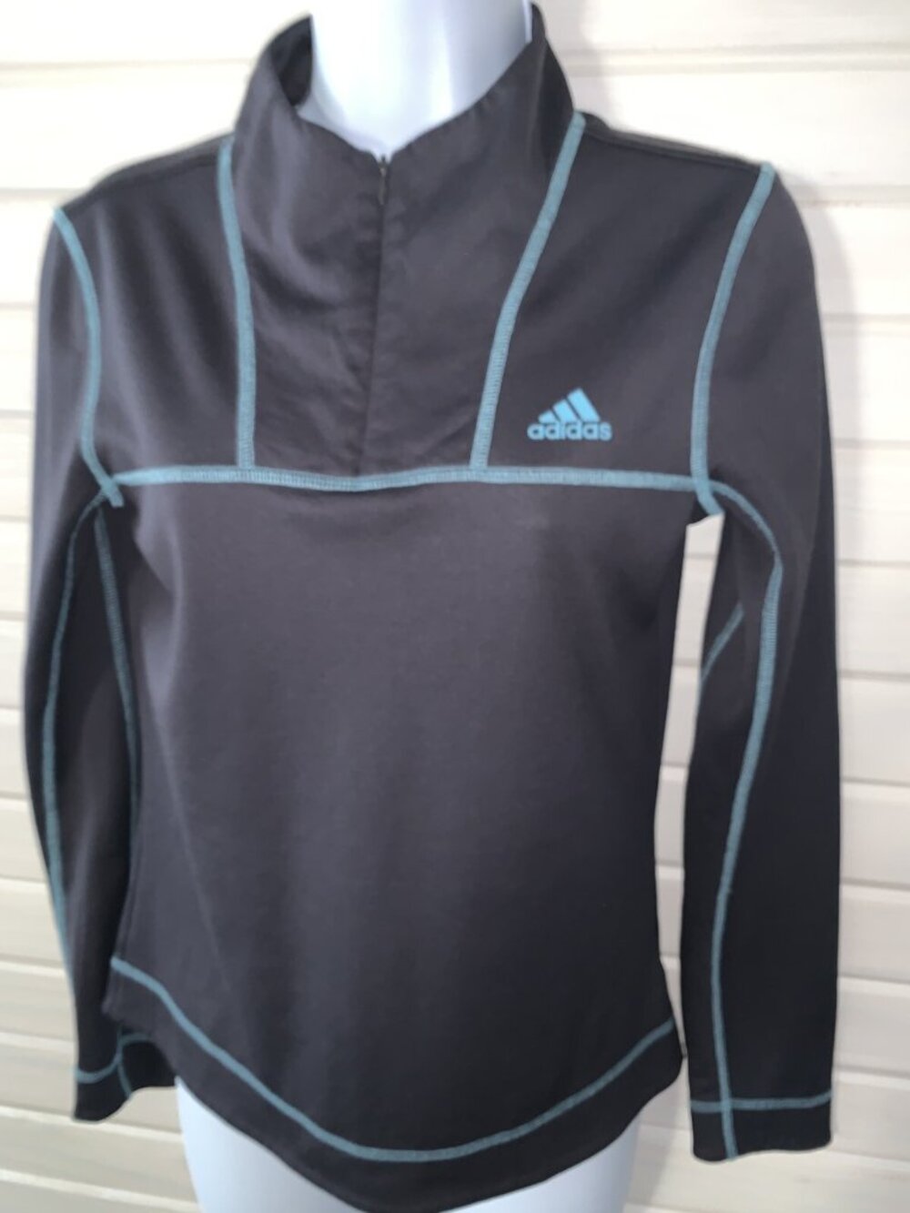 Adidas ClimaWarm Sz ?? (See Meas) 1/4 Zip L/S Running Yoga Volleyball Shirt EUC